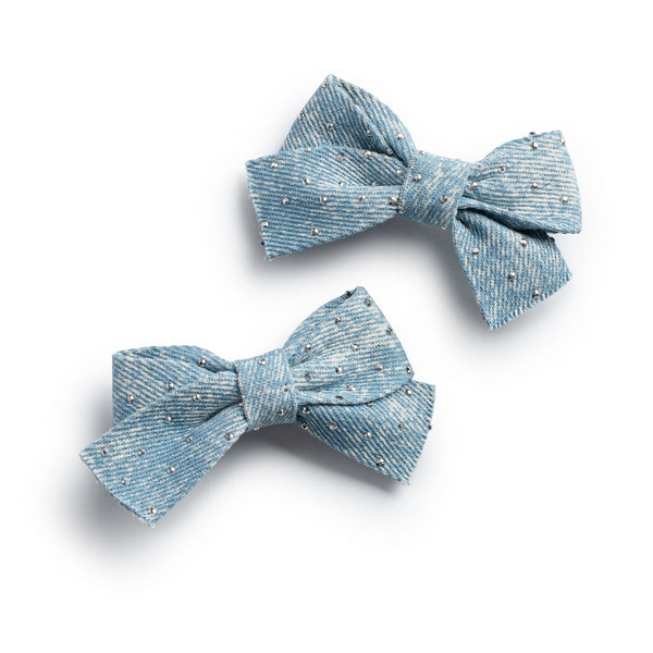 Halo Luxe Jean Embellished Double Clip Set - Blue