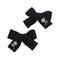 Halo Luxe Josie Floral Embroidered Ribbed Knit Double Clip Set - Black