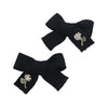 Halo Luxe Josie Floral Embroidered Ribbed Knit Double Clip Set - Black