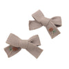 Halo Luxe Josie Floral Embroidered Ribbed Knit Double Clip Set - Tan