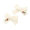Halo Luxe Josie Floral Embroidered Ribbed Knit Double Clip Set - Cream