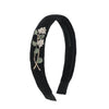 Halo Luxe Josie Floral Embroidered Ribbed Knit Headband - Black