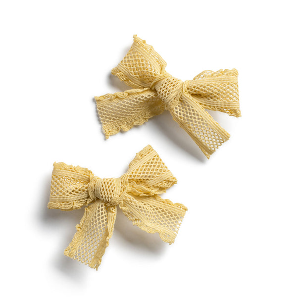Halo Luxe Mae Lattice Lace Double Clip Set - Yellow