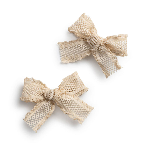 Halo Luxe Mae Lattice Lace Double Clip Set - Beige