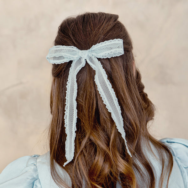 Halo Luxe Mae Lattice Lace Long Tail Clip - Powder Blue