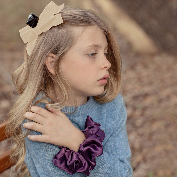Halo Luxe Laura Velvet Bow Large Claw Clip - Ivory