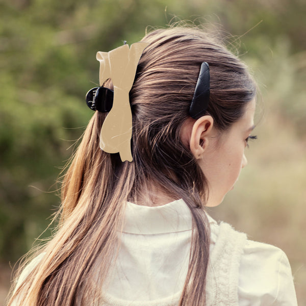 Halo Luxe Laura Velvet Bow Large Claw Clip - Ivory