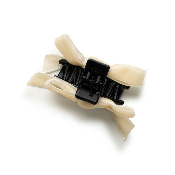Halo Luxe Laura Velvet Bow Mini Claw Clip Set - Ivory