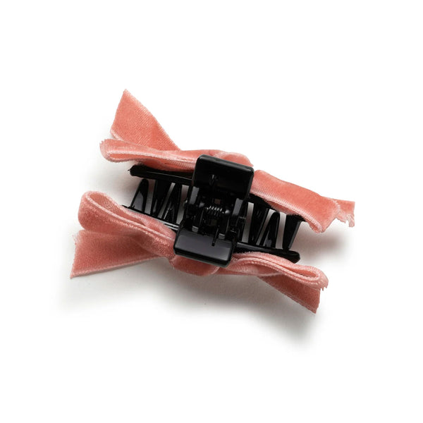 Halo Luxe Laura Velvet Bow Mini Claw Clip Set - Pink