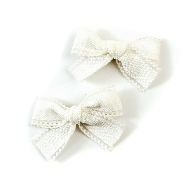 Halo Luxe Esmae Lace Trimmed Linen Double Clip Set - White