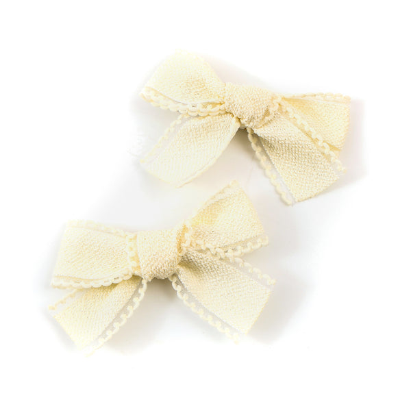 Halo Luxe Esmae Lace Trimmed Linen Double Clip Set - Ivory