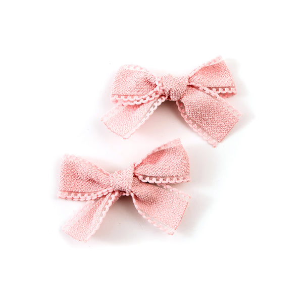 Halo Luxe Esmae Lace Trimmed Linen Double Clip Set - Light Pink