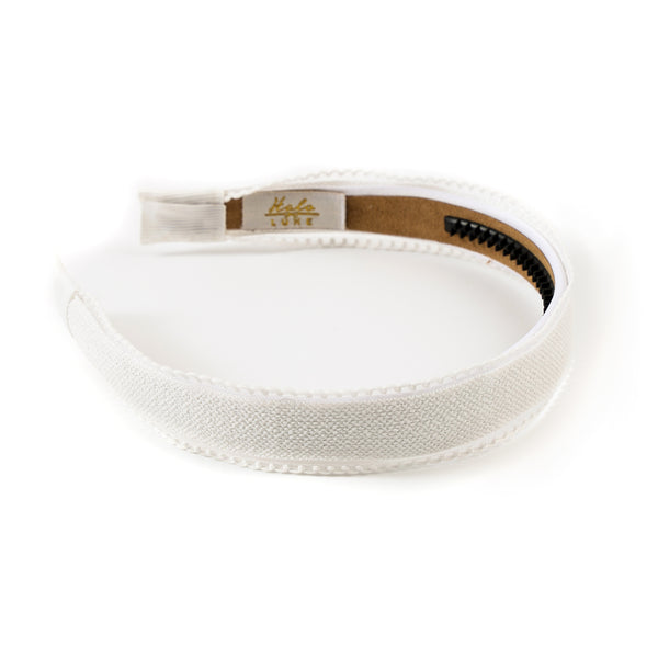 Halo Luxe Esmae Lace Trimmed Linen Headband - White