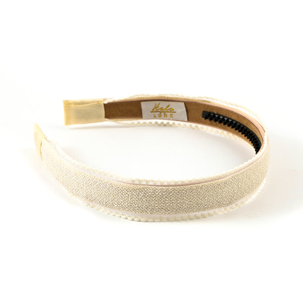 Halo Luxe Esmae Lace Trimmed Linen Headband - Ivory