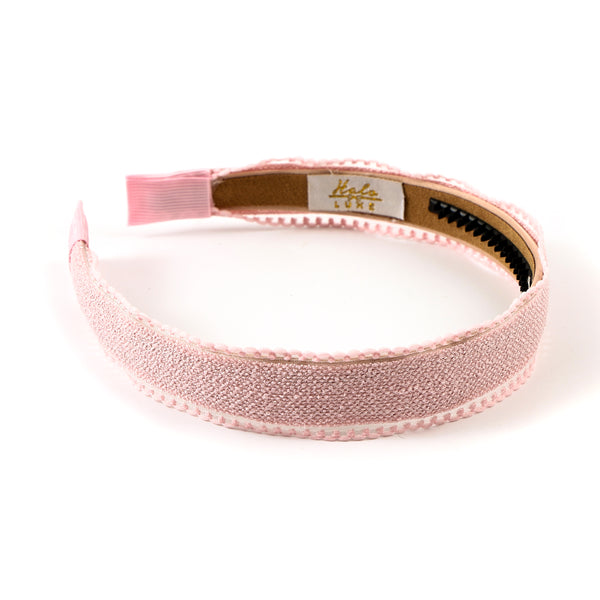 Halo Luxe Esmae Lace Trimmed Linen Headband - Light Pink