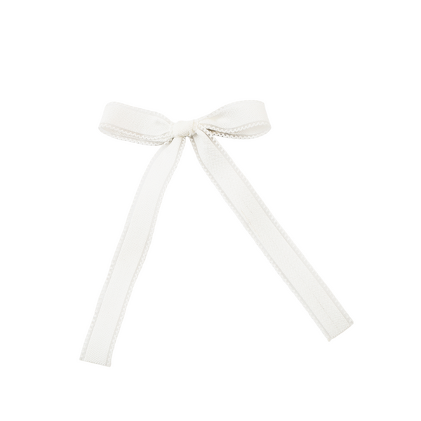 Halo Luxe Esmae Lace Trimmed Linen Bow Hair Clip - White