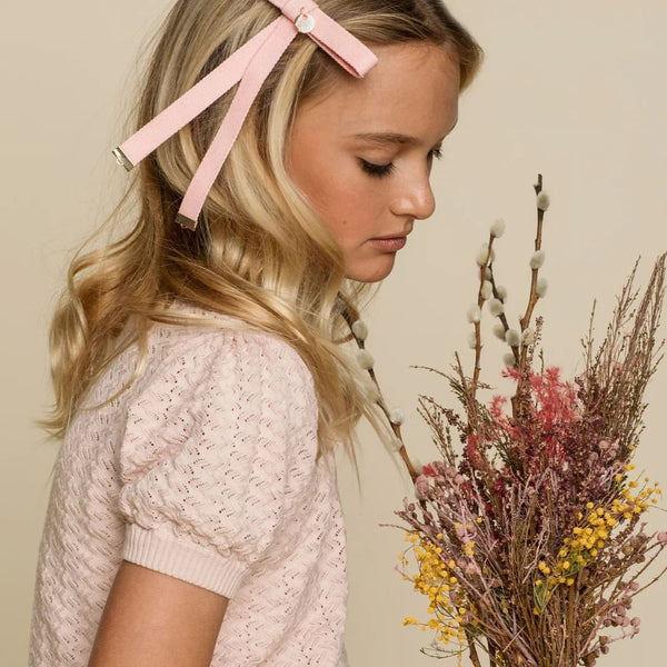 Maddy Twill Bow Clip Ballet Slipper