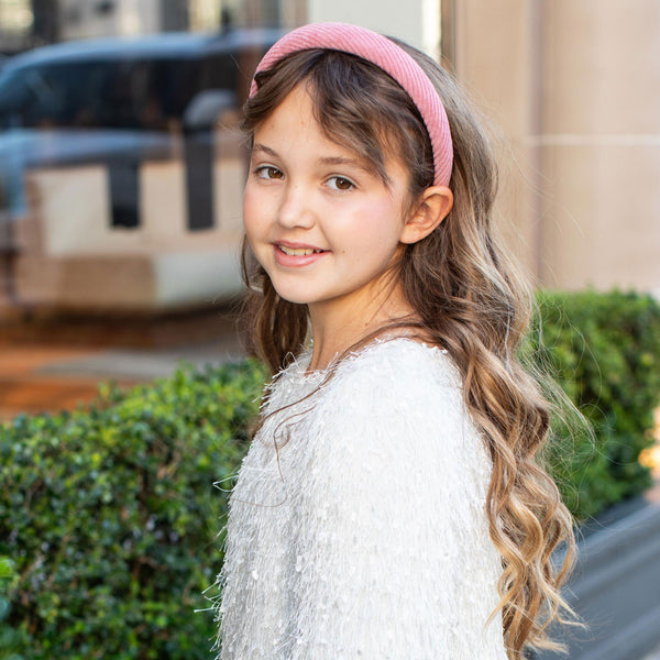 Halo Luxe Mia Corduroy Signature Bow Logo Headband - Mauve