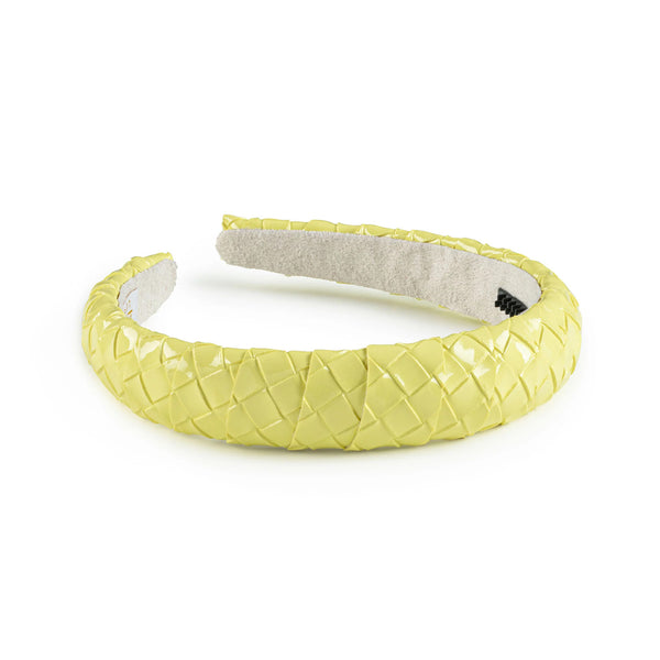 Halo Luxe Poppy Braided Woven Patent Headband - Lemon