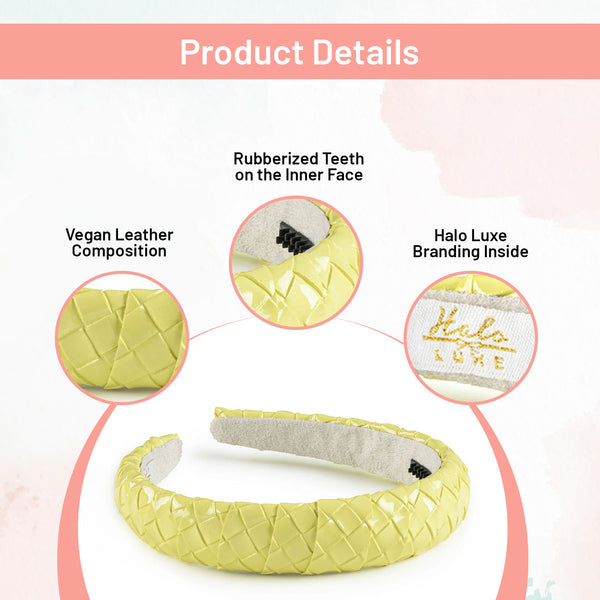 Halo Luxe Poppy Braided Woven Patent Headband - Lemon