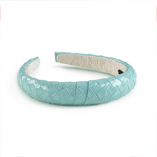 Halo Luxe Poppy Braided Woven Patent Headband - Blue
