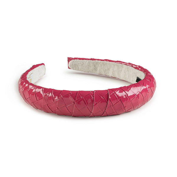 Halo Luxe Poppy Braided Woven Patent Headband - Hot Pink