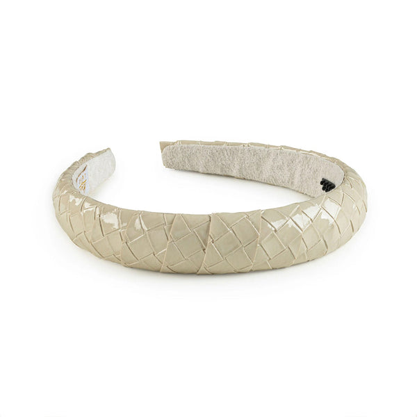 Halo Luxe Poppy Braided Woven Patent Headband - Beige