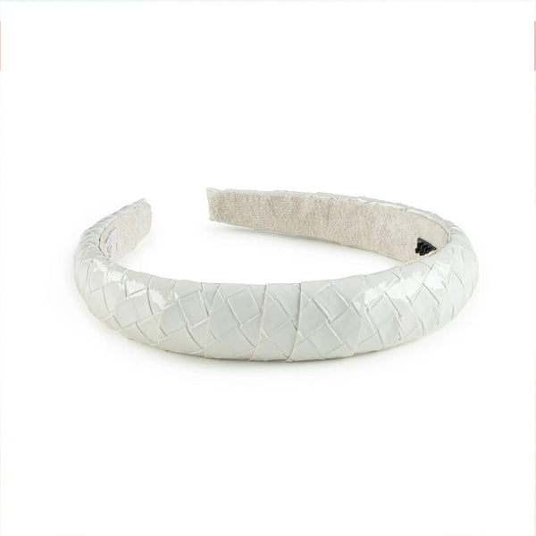 Halo Luxe Poppy Braided Woven Patent Headband - White
