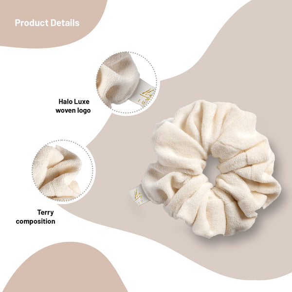Halo Luxe Terry Scrunchie - Ivory