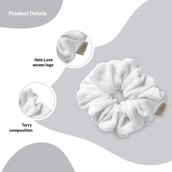 Halo Luxe Terry Scrunchie - White