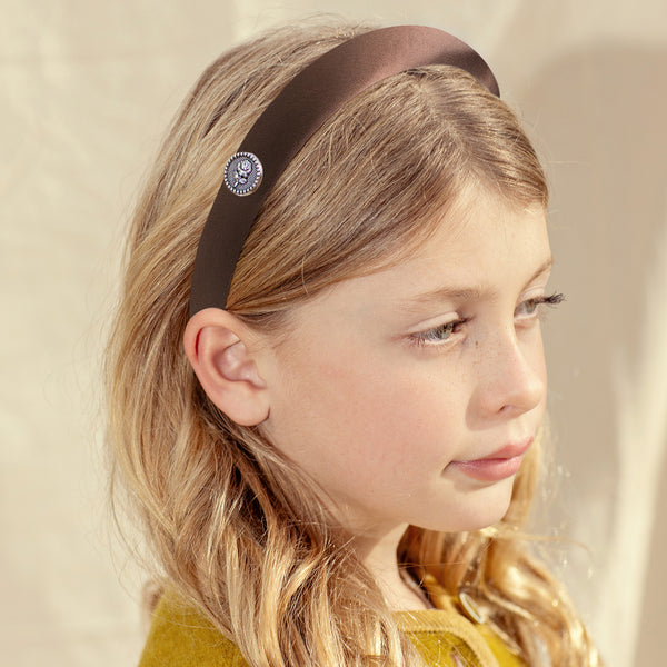 Halo Luxe Rosa Vintage Satin Headband - Chocolate
