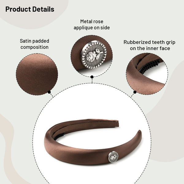 Halo Luxe Rosa Vintage Satin Headband - Chocolate