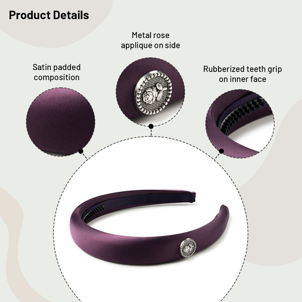 Halo Luxe Rosa Vintage Satin Headband - Plum