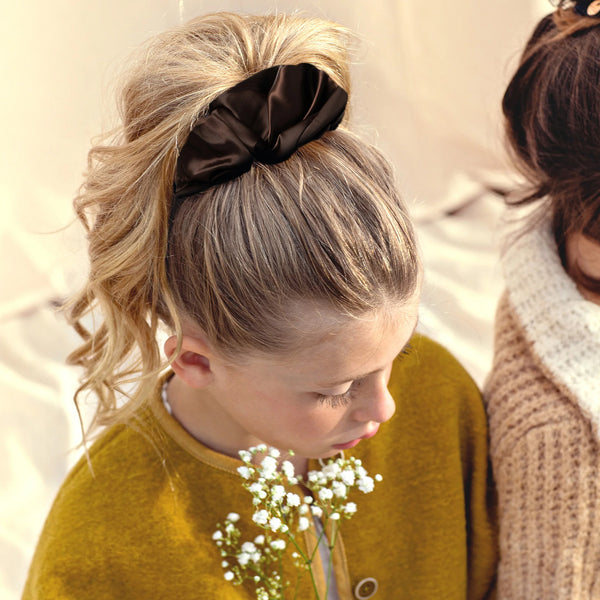 Halo Luxe Rosa Vintage Satin Scrunchie - Chocolate