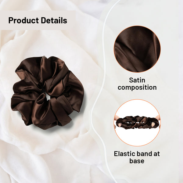 Halo Luxe Rosa Vintage Satin Scrunchie - Chocolate