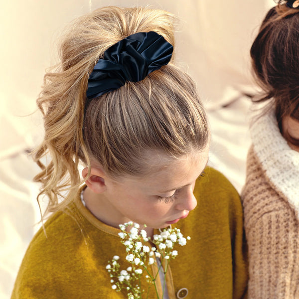 Halo Luxe Rosa Vintage Satin Scrunchie - Navy