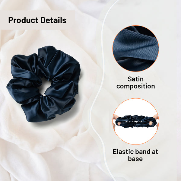 Halo Luxe Rosa Vintage Satin Scrunchie - Navy