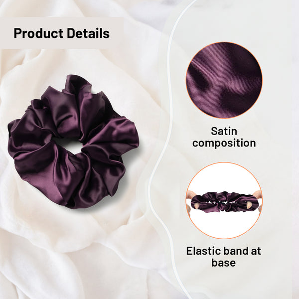 Halo Luxe Rosa Vintage Satin Scrunchie - Plum