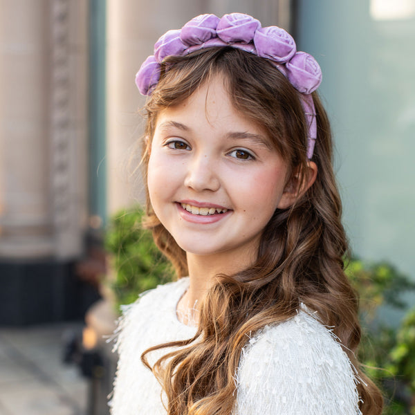 Halo Luxe Rosette Velvet Headband - Lavender