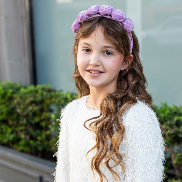 Halo Luxe Rosette Velvet Headband - Lavender