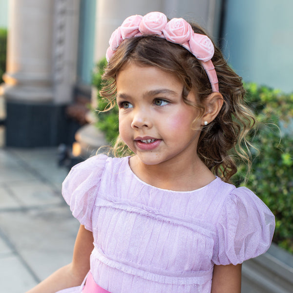 Halo Luxe Rosette Velvet Headband - Ballet Slipper