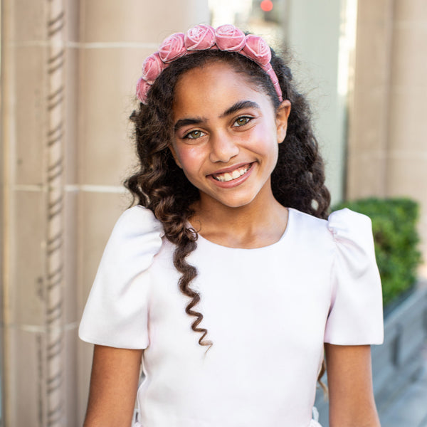 Halo Luxe Rosette Velvet Headband - Mauve