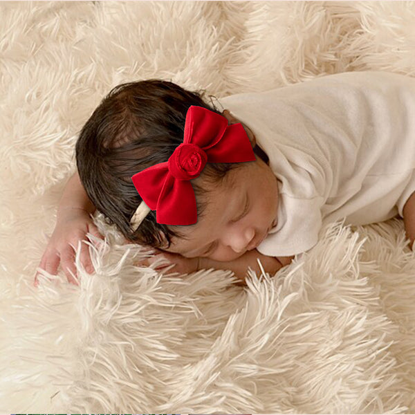 Halo Luxe Rosette Velvet Baby Band - Red