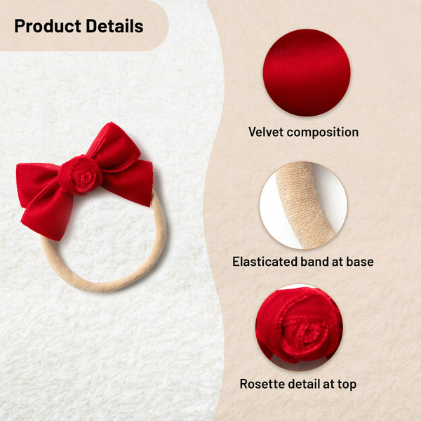 Halo Luxe Rosette Velvet Baby Band - Red
