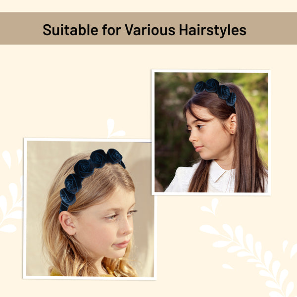 Halo Luxe Rosette Velvet Headband - Navy