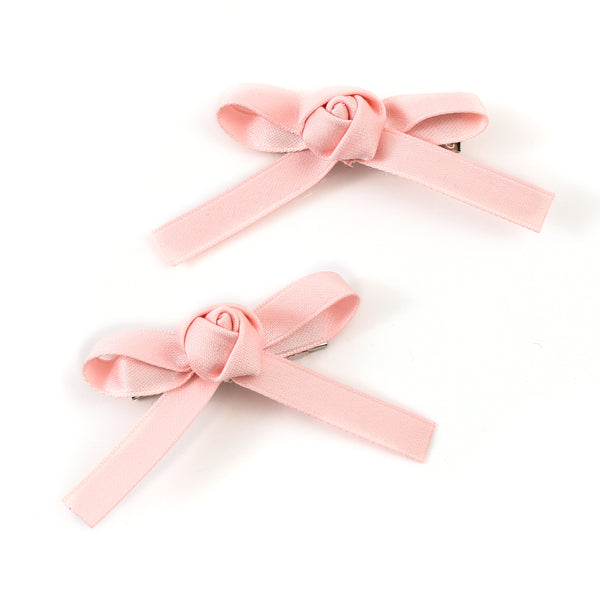 Halo Luxe Darla Rose Satin Double Clip Set - Light Pink