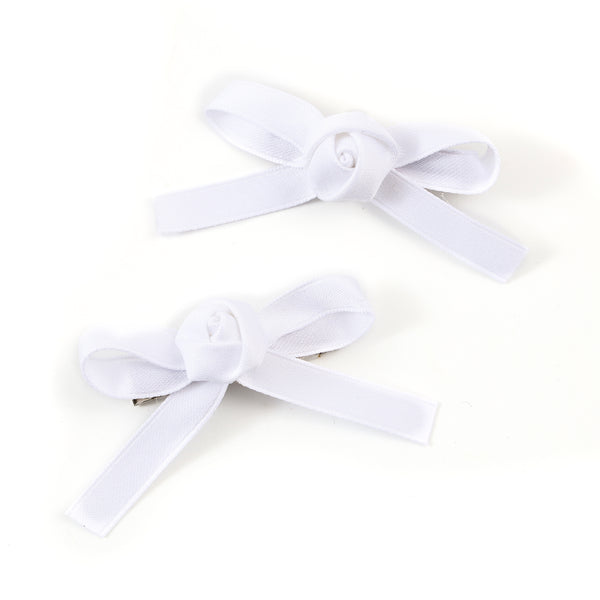 Halo Luxe Darla Rose Satin Double Clip Set - White
