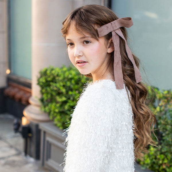 Halo Luxe Scarlett Suede Long Tail Clip - Tan