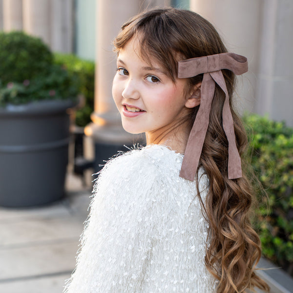 Halo Luxe Scarlett Suede Long Tail Clip - Tan
