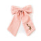 Halo Luxe Felicity Summer Soiree Linen Floral Embroidered Bow Hair Clip - Pink / White